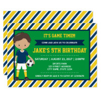 Yellow Blue Tan Football Birthday Invitation