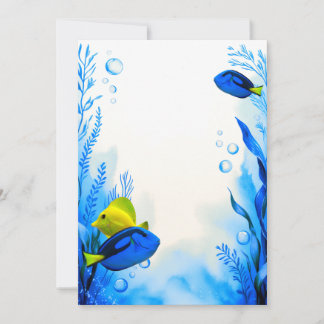 Yellow Blue Tangs Fish Wedding Party Invitation