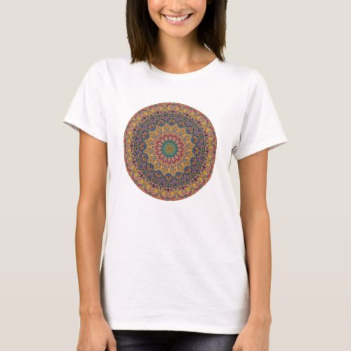 Yellow  Blue Tapestry Mandala Kaleidoscope T_Shirt