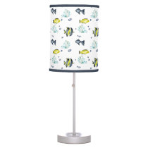 Yellow Blue Tropical Fish Pattern Nursery Table Lamp