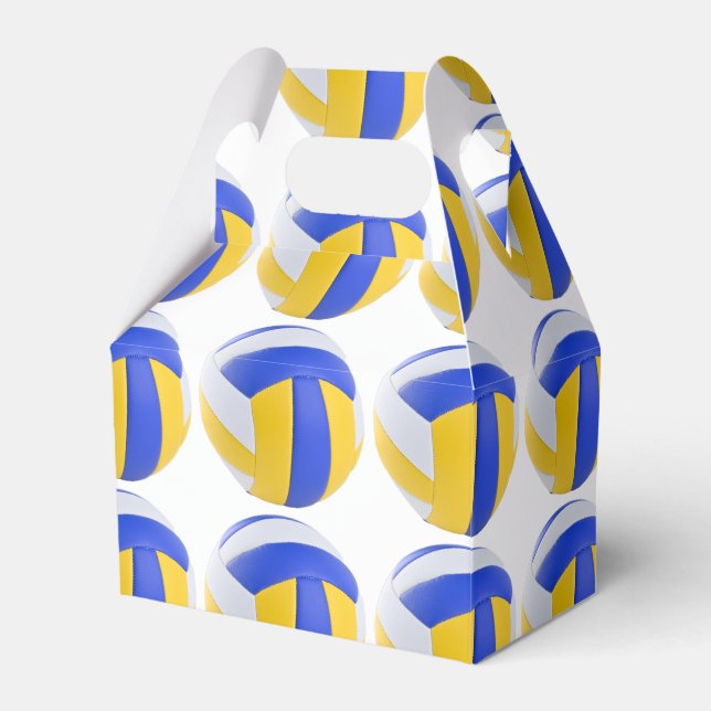 Yellow Blue Volleyball Birthday Party  Favor Boxes (Front Side)