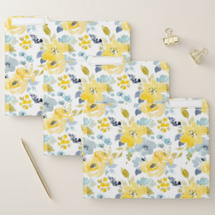 Yellow & Blue Watercolor Pattern File Folder