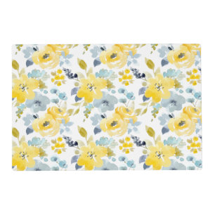 Yellow & Blue Watercolor Pattern Placemat