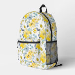 Yellow &amp; Blue Watercolor Pattern Printed Backpack