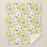 Yellow &amp; Blue Watercolor Pattern Sherpa Blanket