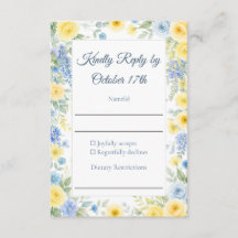 Yellow Blue Watercolor RSVP Card