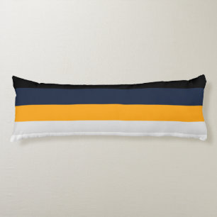 Yellow, blue, white, and black stripes body pillow