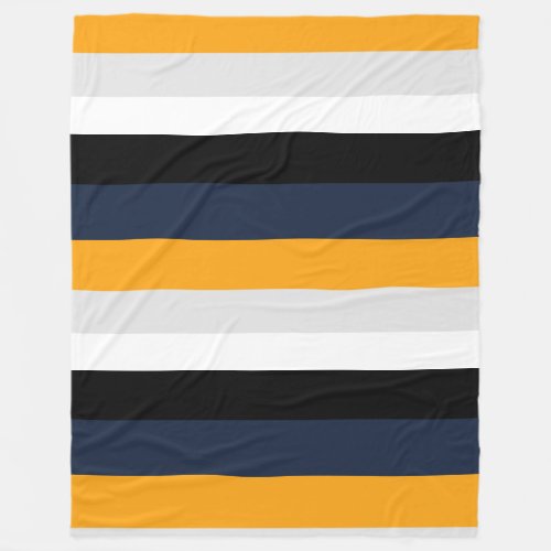 Yellow blue white and black stripes fleece blanket