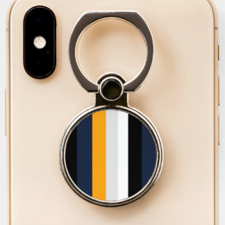 Yellow, blue, white, and black stripes phone ring stand