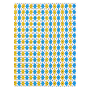 Yellow Blue White Argyle Diamond Design Tablecloth