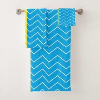 Yellow Blue White Chevron Color Block Pattern