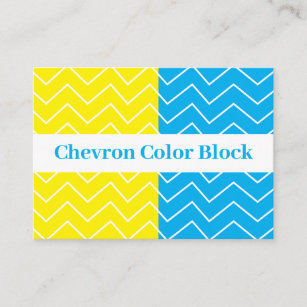 Yellow Blue White Chevron Color Block Pattern Business Card