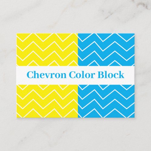 Yellow Blue White Chevron Color Block Pattern Business Card