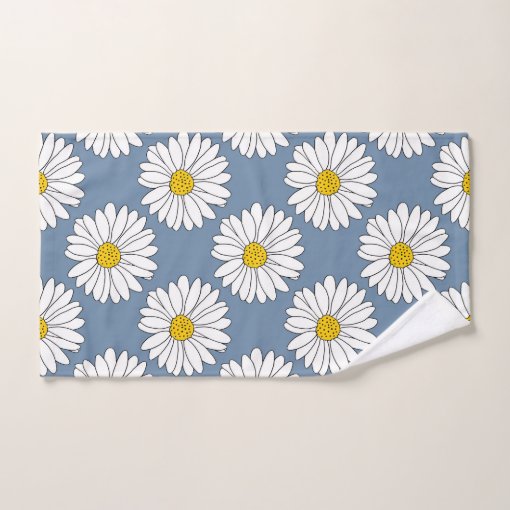 Yellow Blue White Daisy Pattern Bath Towel Set | Zazzle