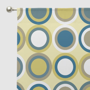 Yellow Blue White Mid Century Circles Pattern Sheer Curtains