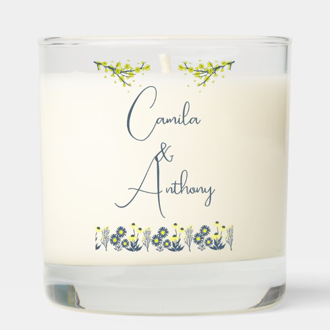 Yellow Blue Wildflower Floral Boho Wedding Scented Candle (Right)
