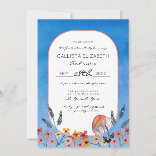Yellow Blue Wildflowers Watercolor Graduation