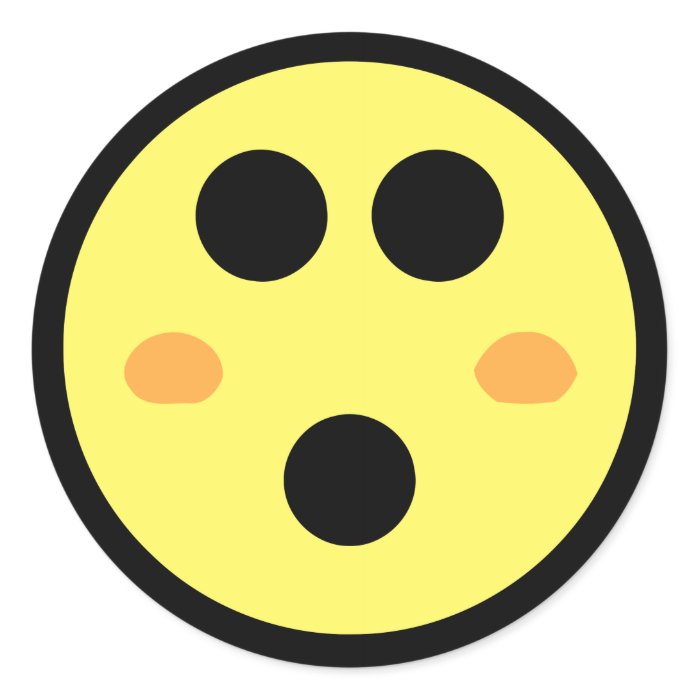 Yellow Blushing Smiley Face Round Stickers