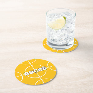 Yellow Bocce Ball custom paper drink coasters