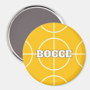 Yellow Bocce Ball fridge magnet with custom text