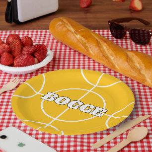 Yellow Bocci Ball Game custom paper party plates