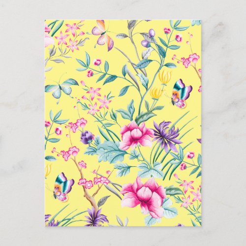 Yellow Bohemian Floral Pattern Postcard