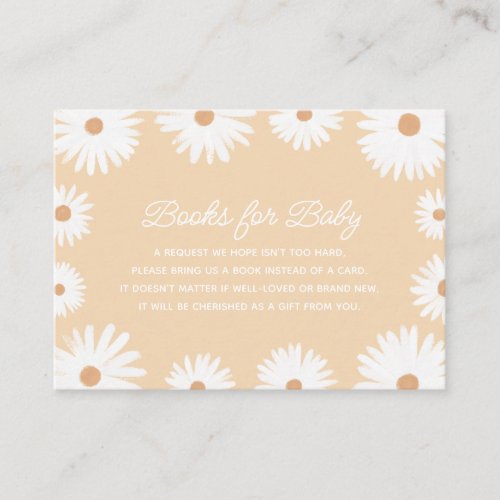 Yellow Boho Daisy Baby Shower Books for Baby Enclosure Card