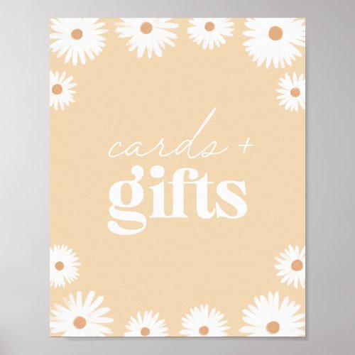 Yellow Boho Daisy Baby Shower Cards and Gifts Poster