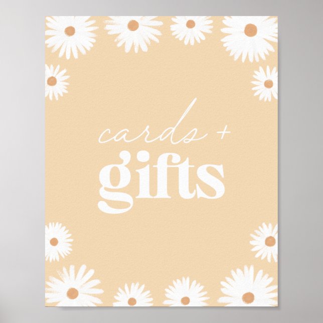 Yellow Boho Daisy Baby Shower Cards and Gifts Poster (Front)