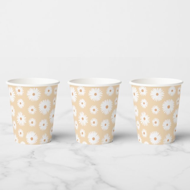 Yellow Boho Daisy Birthday Party Paper Cups (Multi)