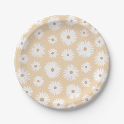 Yellow Boho Daisy Birthday Party Paper Plates