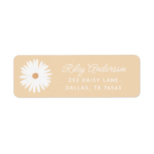 Yellow Boho Daisy Birthday Party Return Address Label