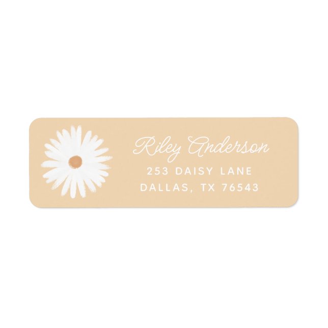 Yellow Boho Daisy Birthday Party Return Address Label (Front)