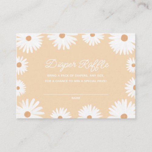 Yellow Boho Daisy Floral Baby Shower Diaper Raffle Enclosure Card