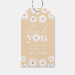 Yellow Boho Daisy Floral Girl Baby Shower Gift Tags