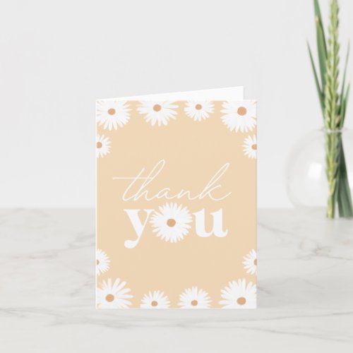 Yellow Boho Daisy Floral Girl Baby Shower Thank You Card