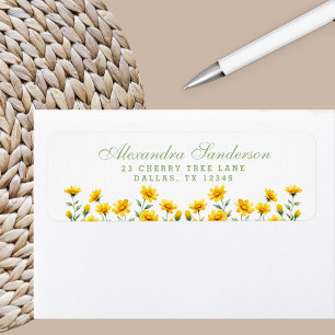 Yellow Boho Floral Wildflower Return Address Label