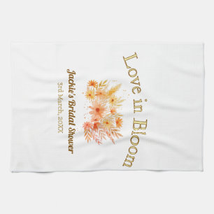 yellow boho love in Bloom bridal shower name retro Kitchen Towel