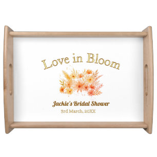 yellow boho love in Bloom bridal shower name retro Serving Tray