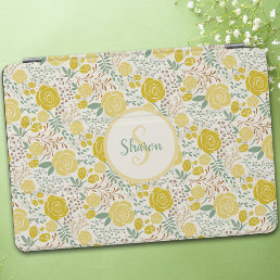 Yellow Boho Roses with Monogram iPad Smart Cover