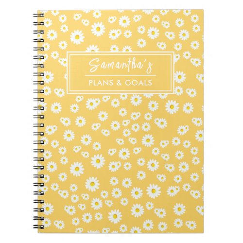 Yellow Boho Spring Daisies Pattern Notebook