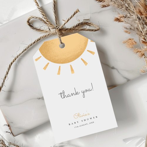 Yellow Boho Sunshine Baby Shower Thank You Gift Tags