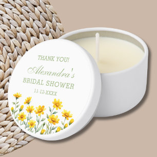 Yellow Boho Wildflower Bridal Shower Thank You Mini Candle Favors