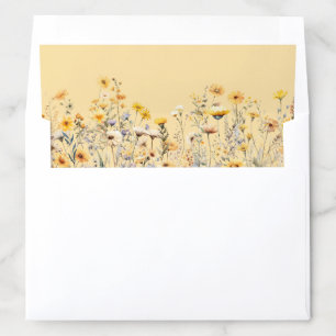 Yellow Boho Wildflower Floral Wedding Envelope Liner