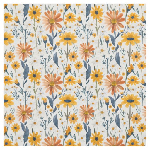 Yellow Boho Wildflowers Fabric