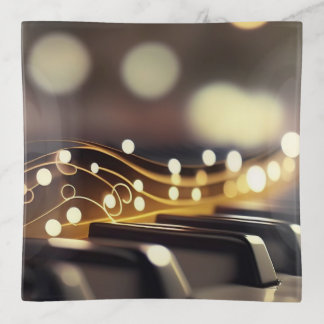 Yellow Bokeh Abstract Piano Trinket Tray