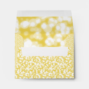 Yellow Bokeh Glitter Faux Foil Lights Wedding Envelope