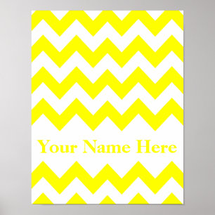 Yellow Bold Chevron with monogram Poster
