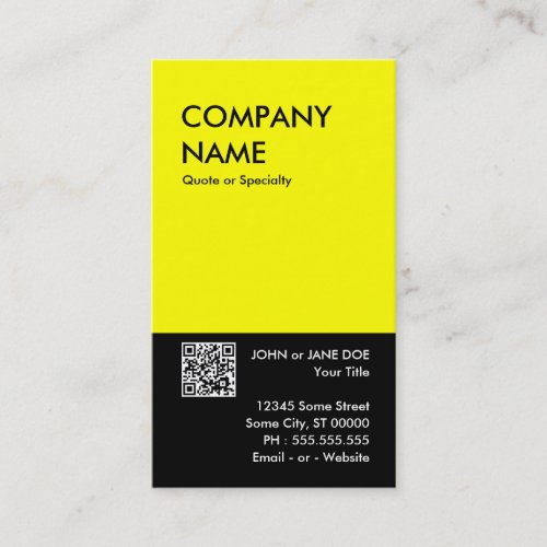 yellow bold design your own QR code Business Card