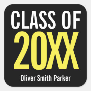 Yellow Bold Personalized Graduation ANY YEAR Square Sticker